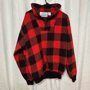 Trader Bay Plaid Red and Black Pullover 1/4 zip